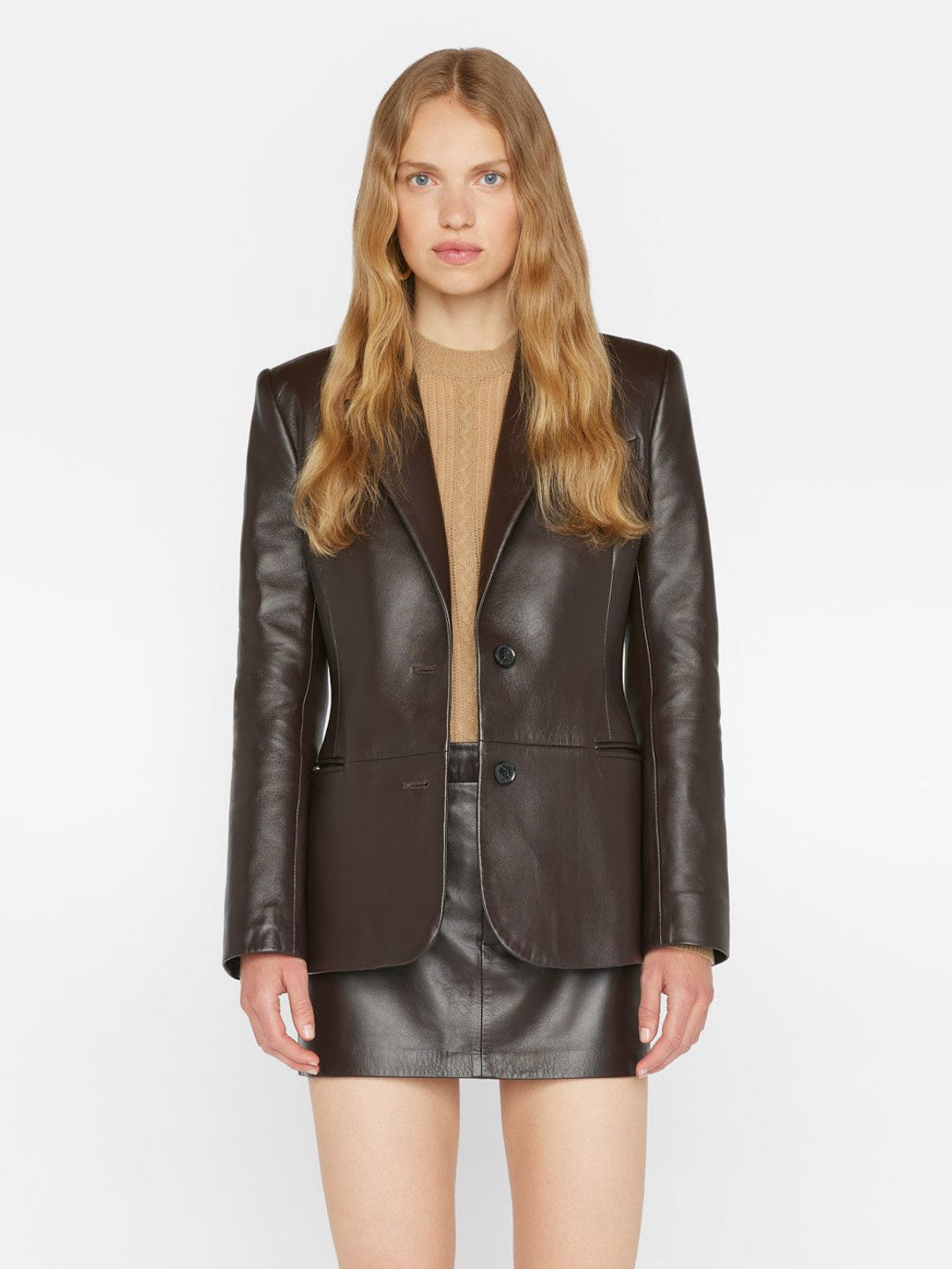 The Femme Leather Blazer -- Espresso #4