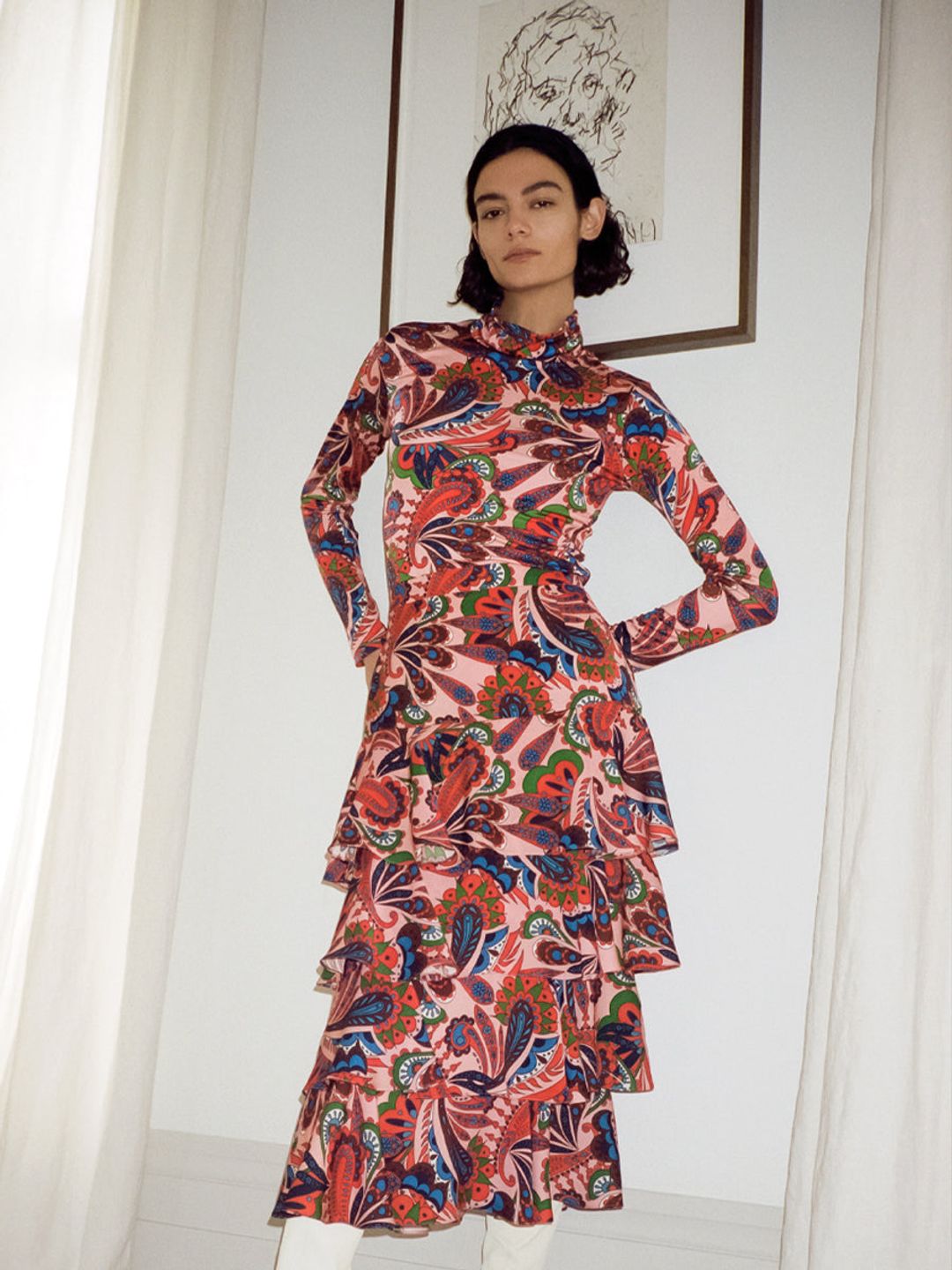 Livi Tiered Viscose Skirt - Paisley Pink #3