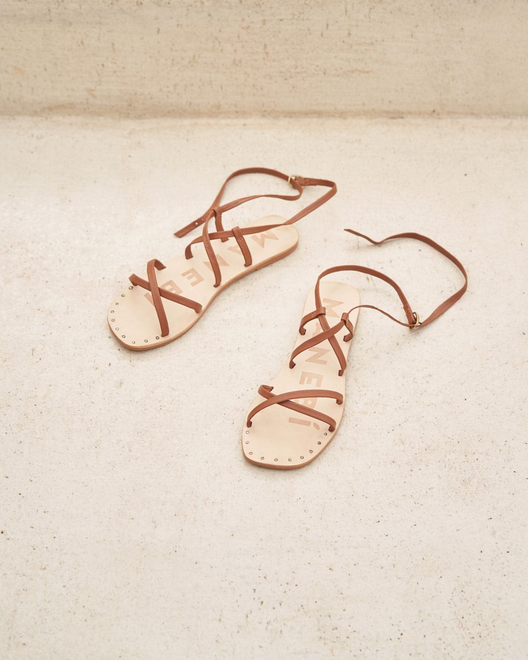 Manebi Leather Wrap Sandal - Tan #3