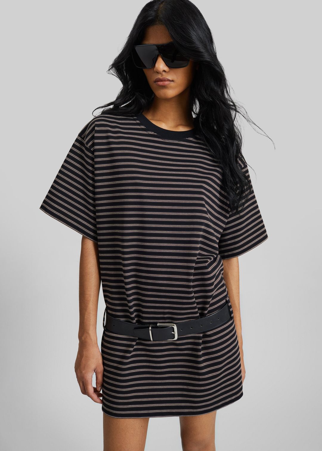 Hemse T-Shirt Dress - Black Multi Stripe