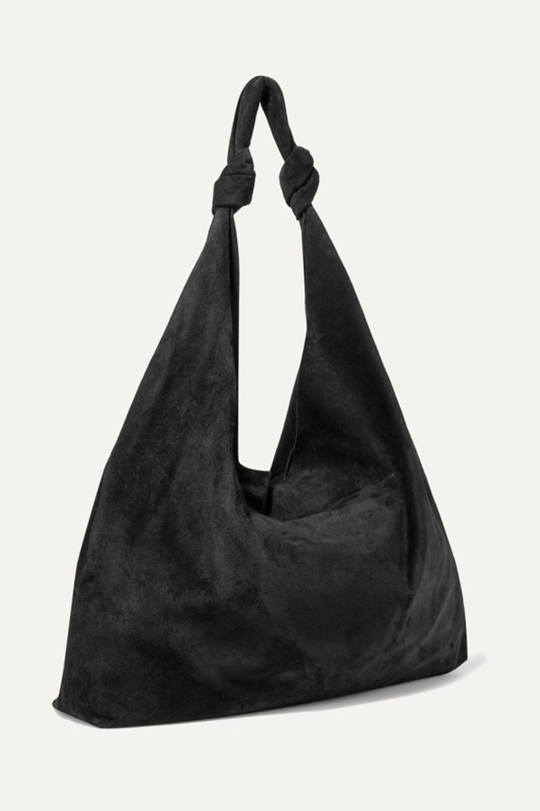 Bindle Double Knot Suede Shoulder Bag In Black #3