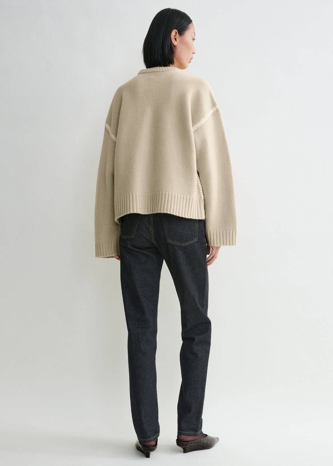 Embroidered wool cashmere knit harvest #3