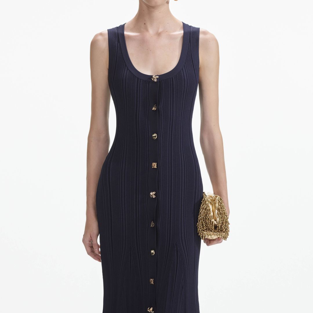 Navy Viscose Knit Midi Dress #4