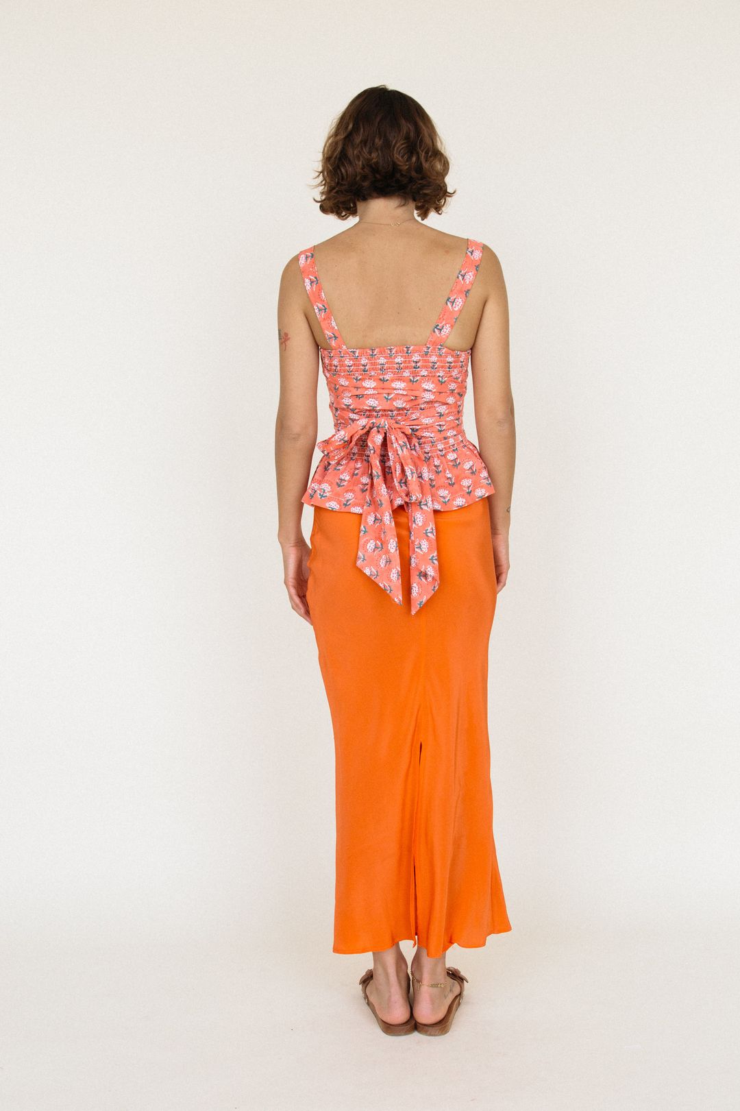 Isla Top Coral Floral Block Print #3