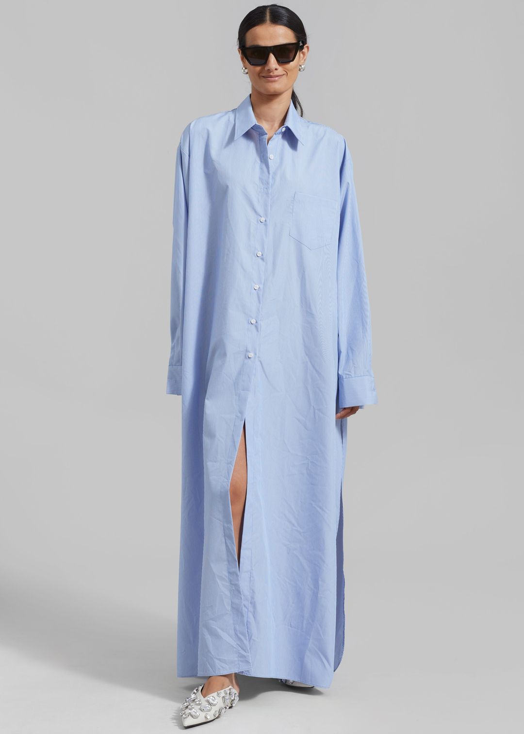 Avery Shirt Dress - Blue Stripe #8