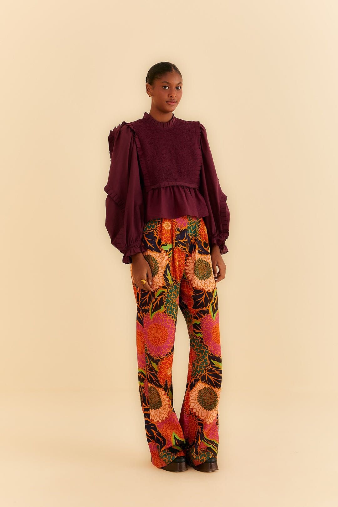 Black Vintage Garden Low Waisted Pants