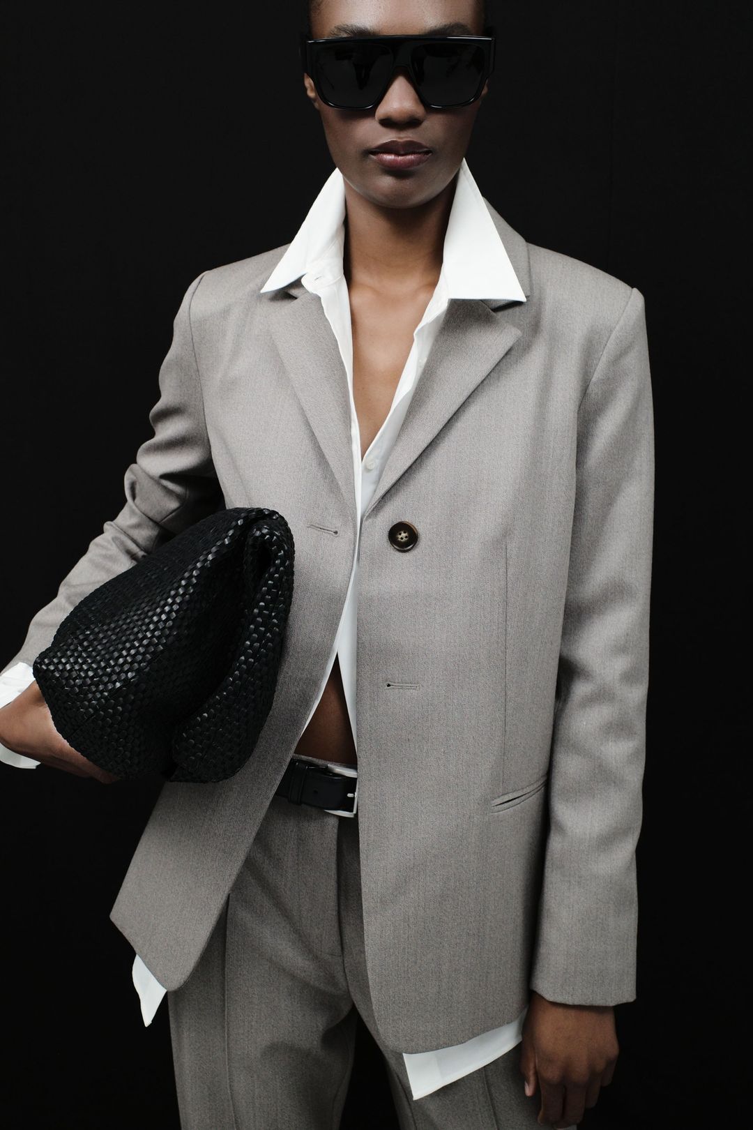 Lattice Weave Large Tote - Black #5