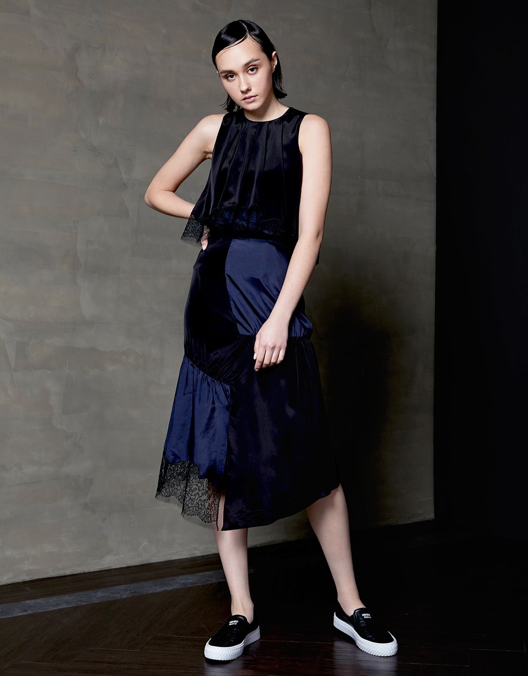 Patchwork Lace Silk Midi Skirt #9