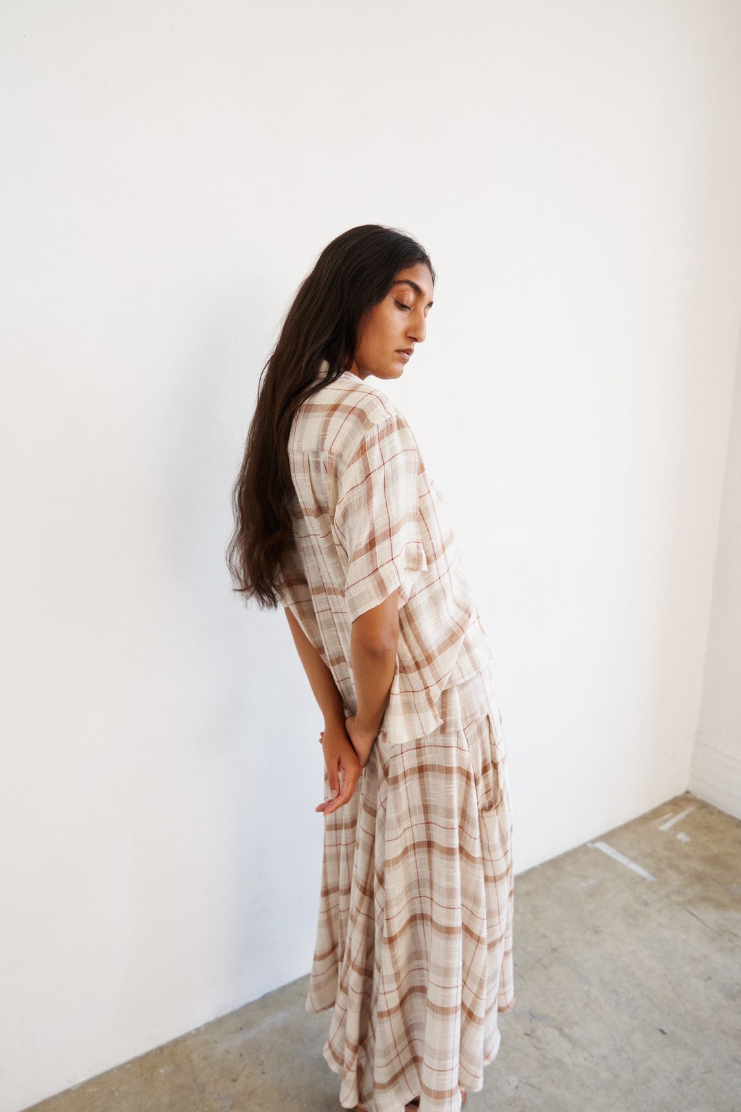 The Italian Summer Skirt in Natural Plaid #9