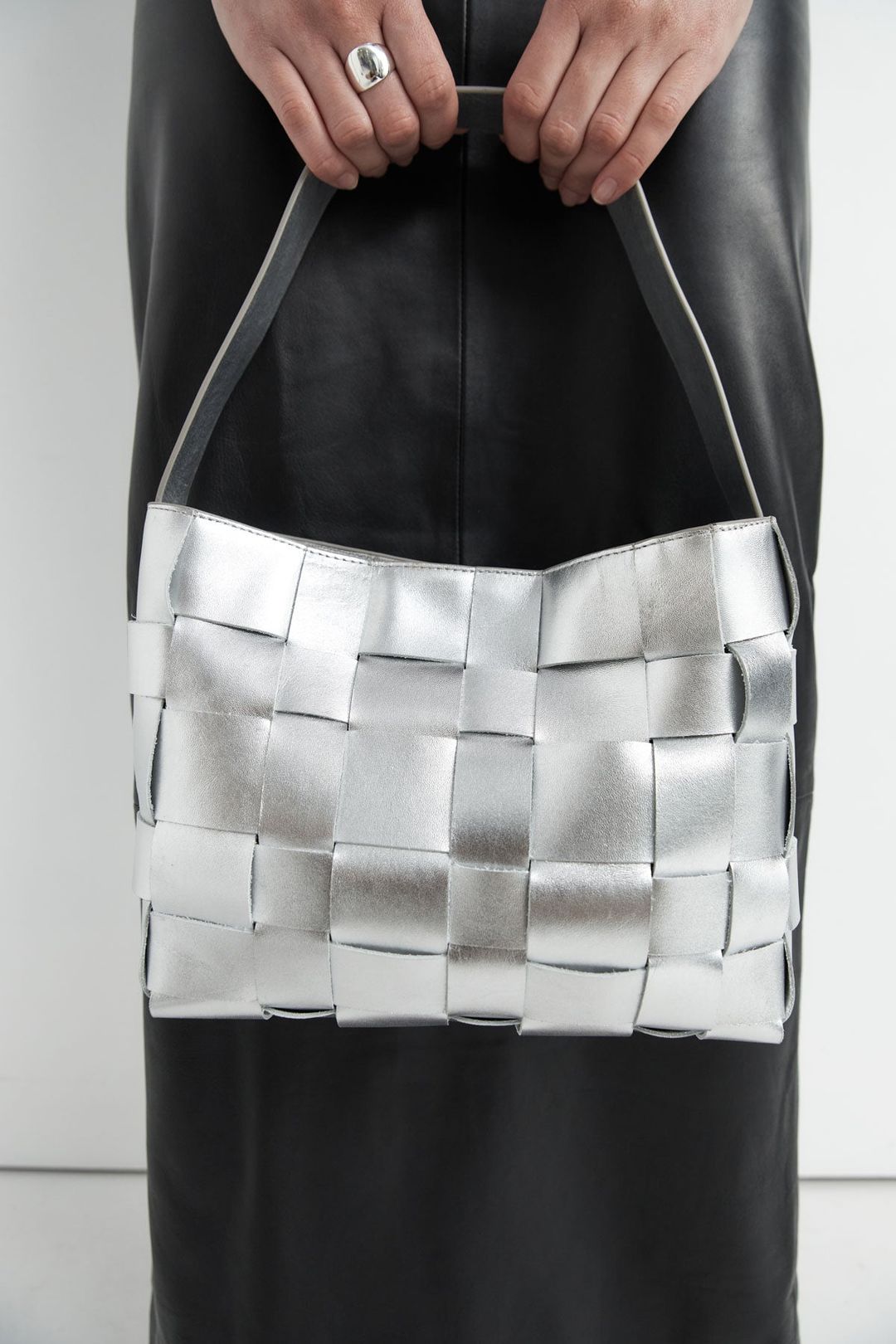 Woven Mini Tote - Silver