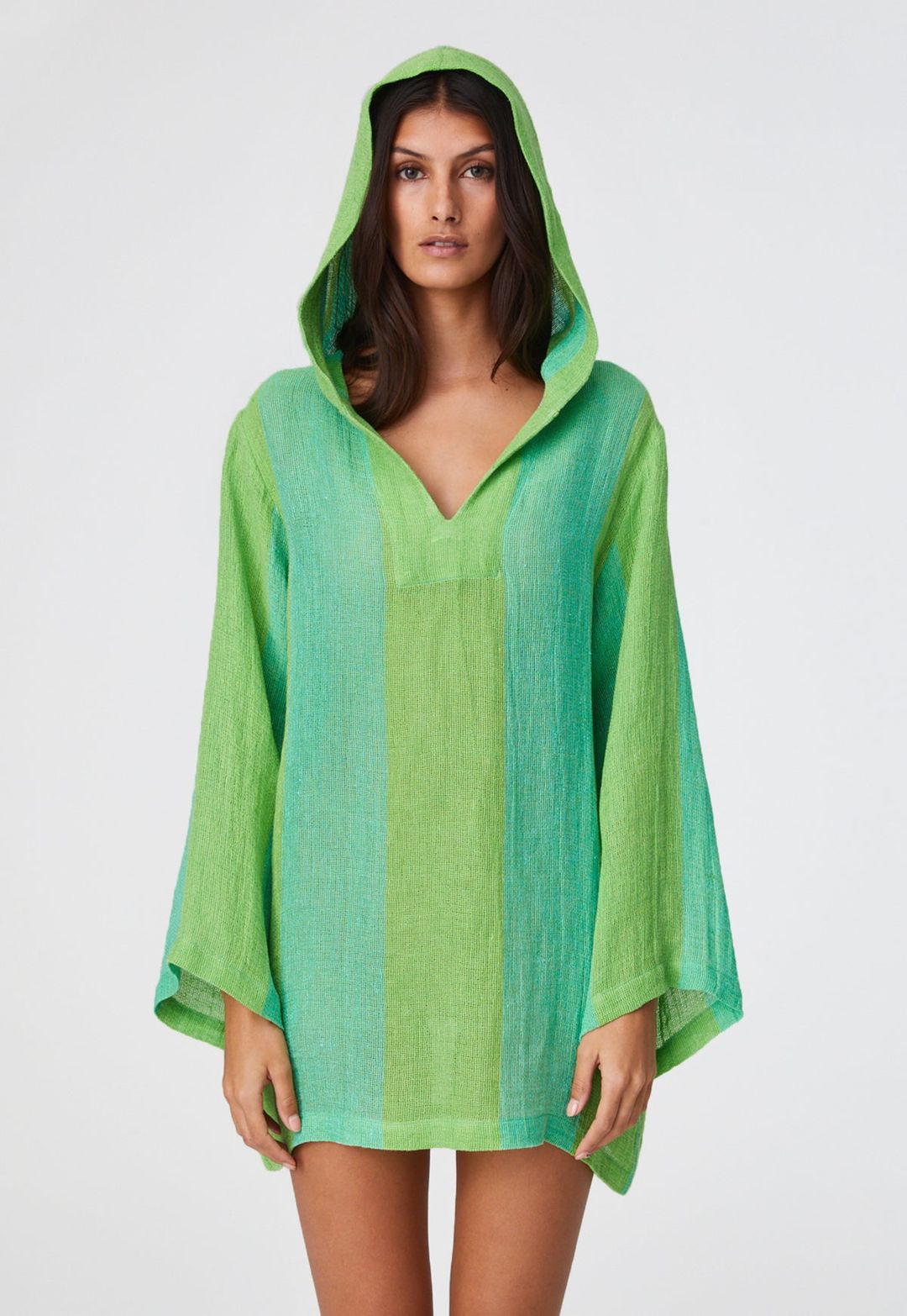 THE BEACH TUNIC in GUAVA AWNING STRIPED GAUZE #5