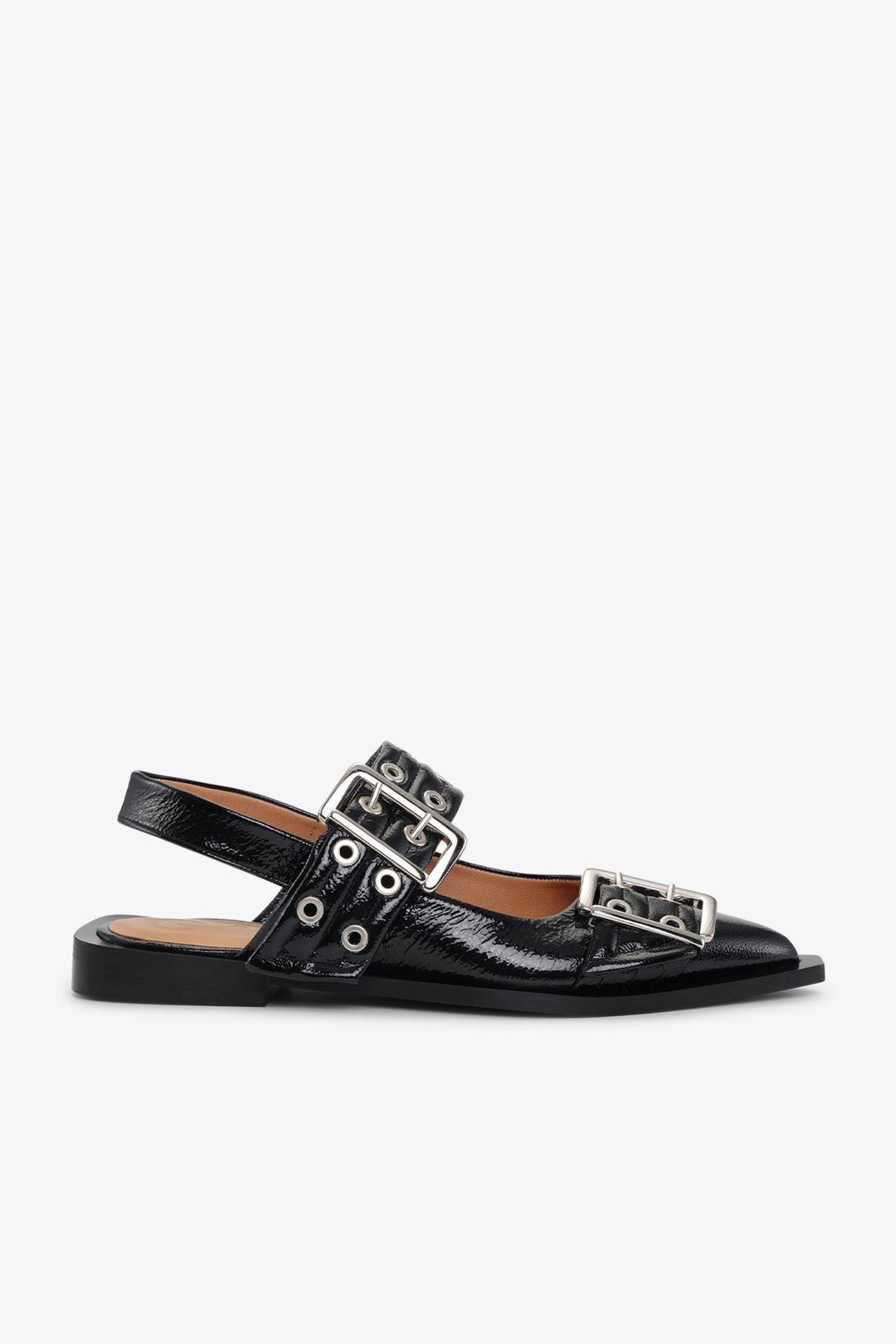 Feminine Buckle Ballerinas in Black