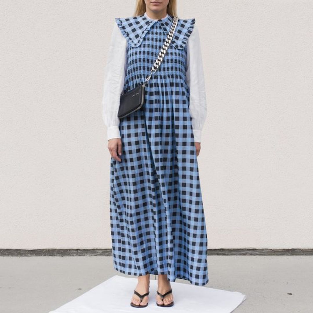Collared Gingham Dress - Alaskan Blue