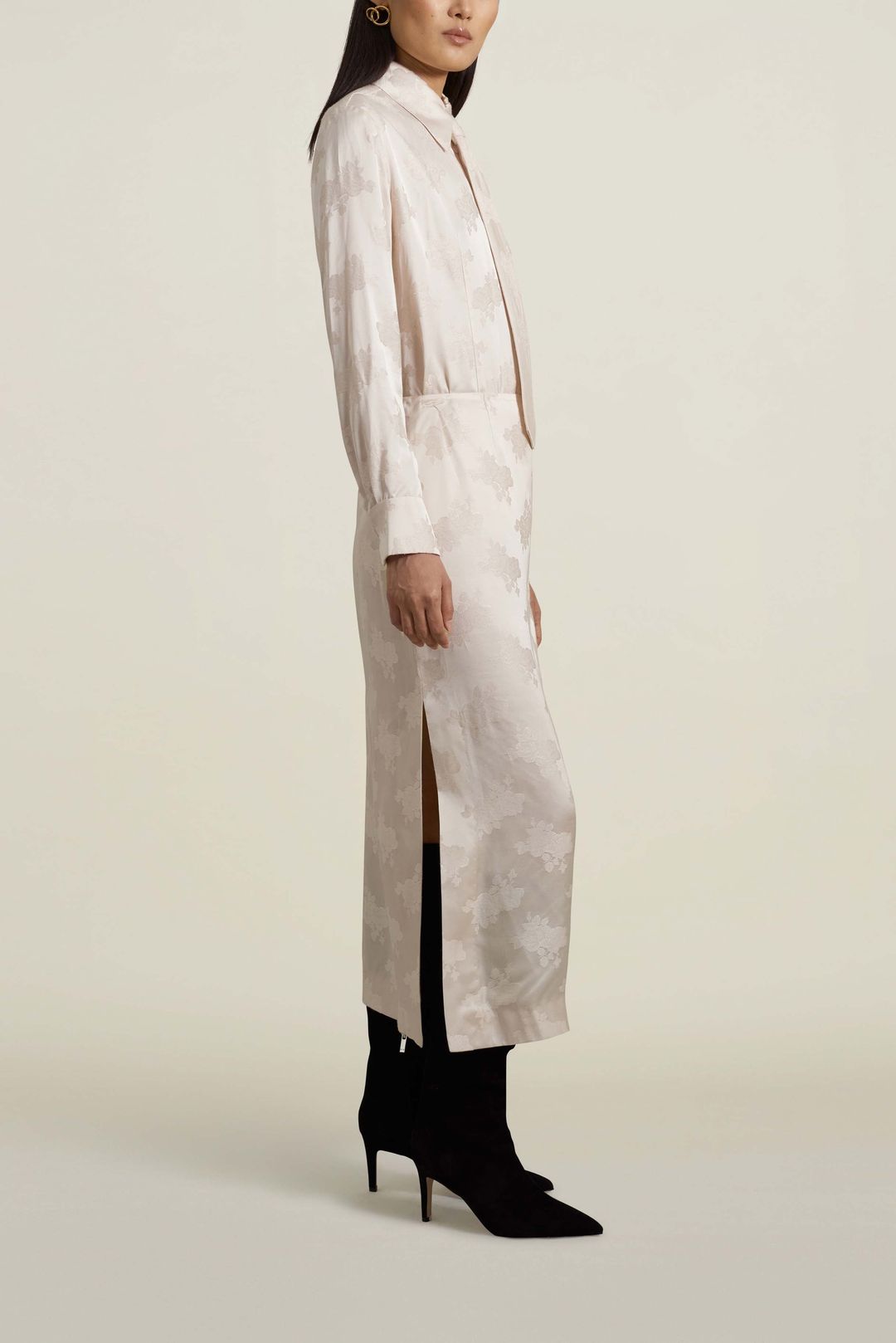 Forsyth Pencil Skirt in Cream Viscose Floral #4