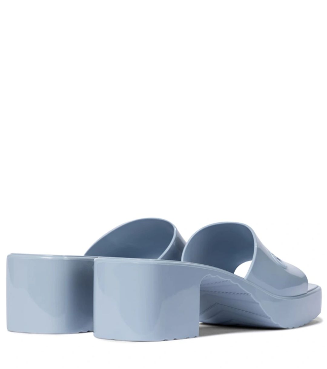 Rubber Logo Platform Slide Sandal In Light Blue #4