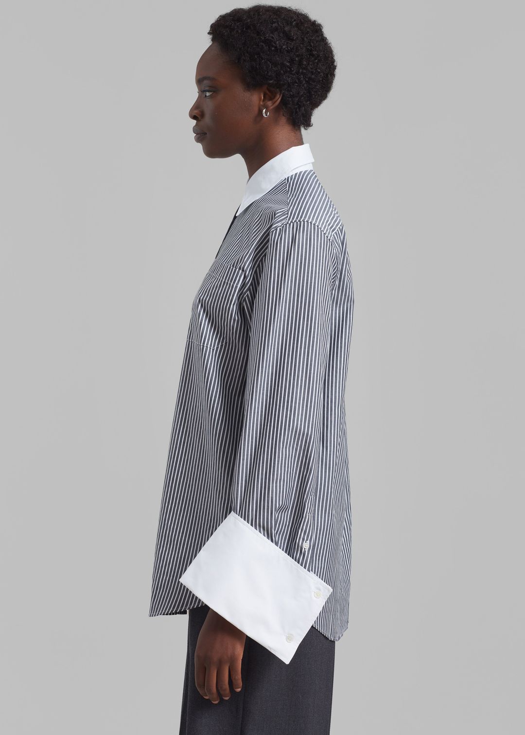 JW Anderson Oversized Cuff Shirt - Charcoal/White #8