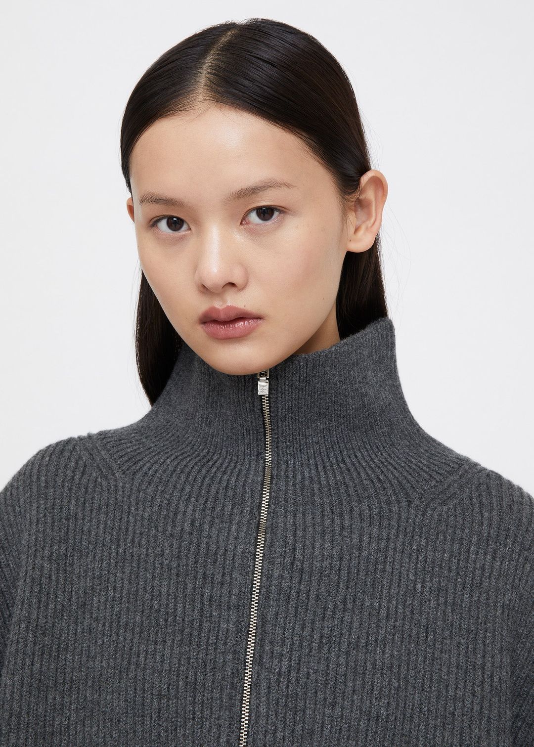 Fisherman zipper knit dark grey mélange #4