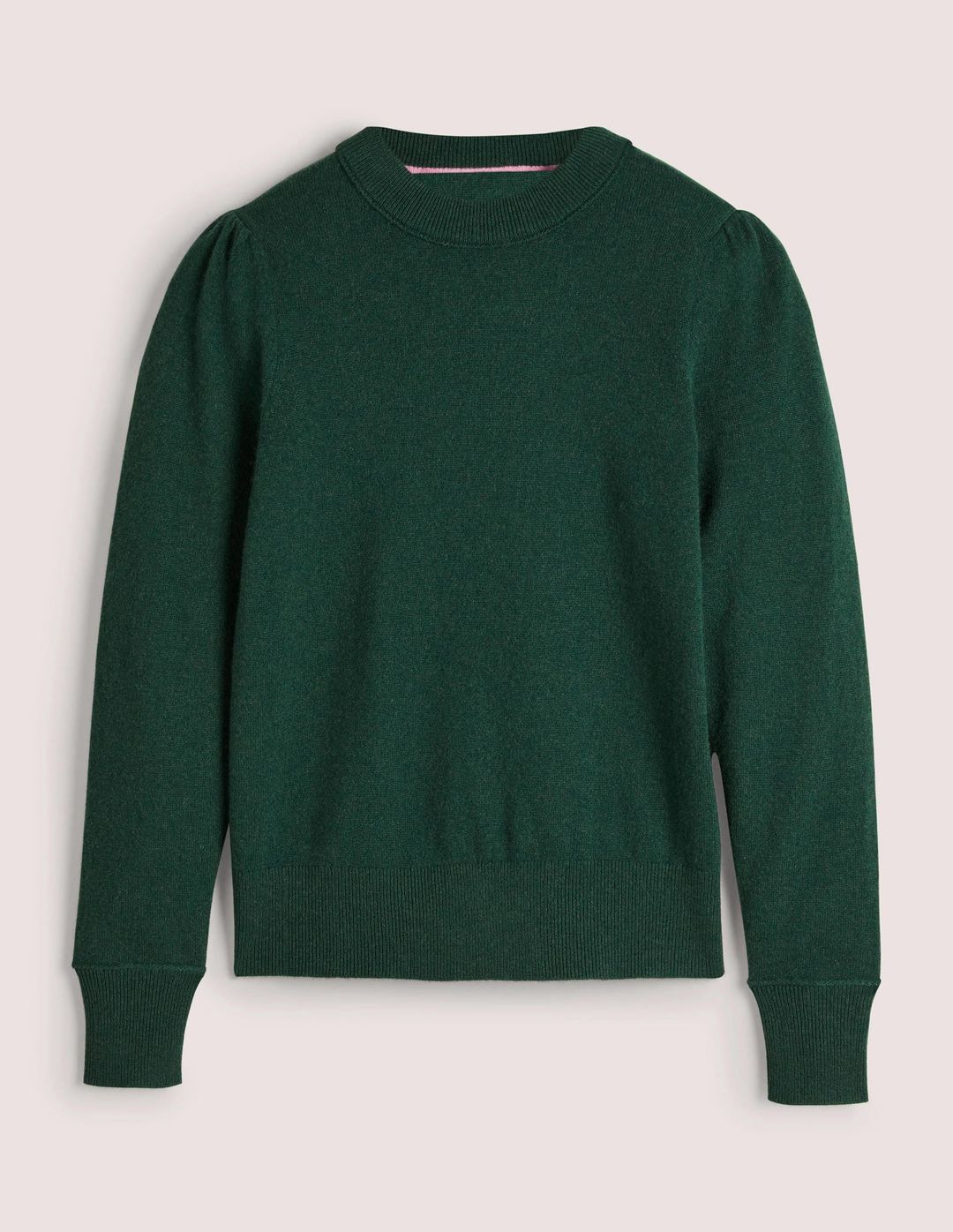 Cashmere Puff Shoulder Sweater-Hunter Green Melange #6