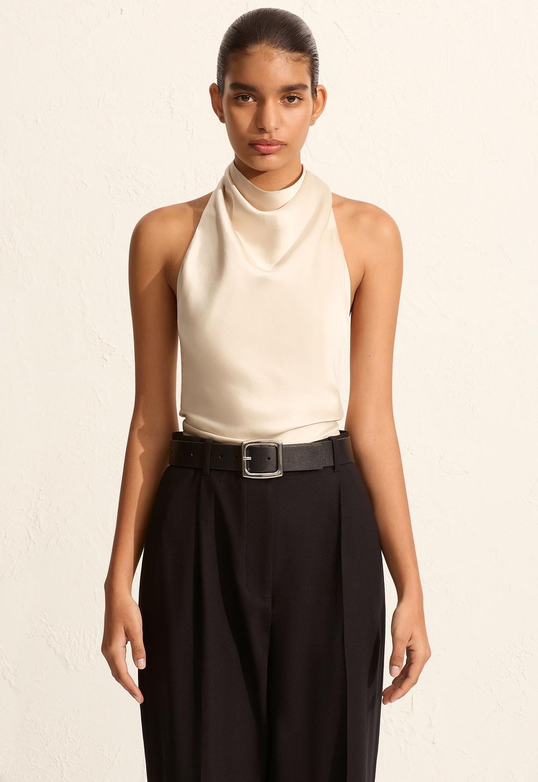 Satin Scarf Blouse - Ivory
