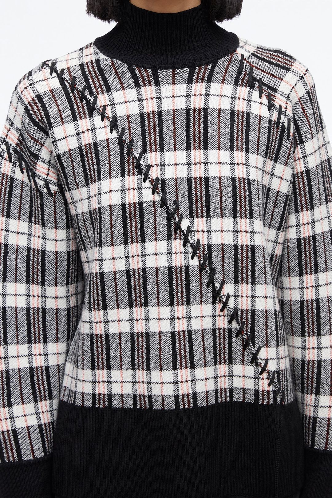 Wool Plaid Jacquard Oversized Sweater #5