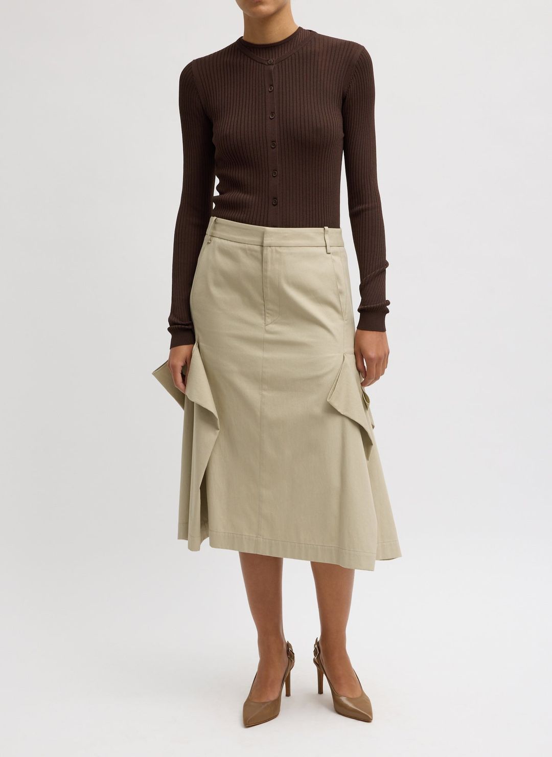 Luxe Spring Twill Tucked Pleat Skirt #6