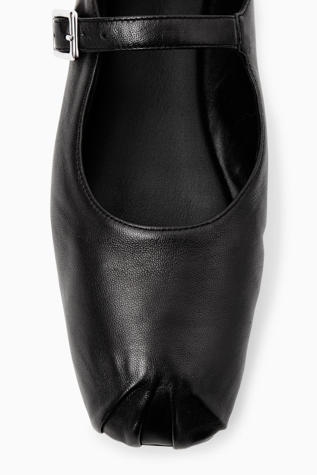 PLEATED LEATHER MARY-JANE BALLET FLATS #7