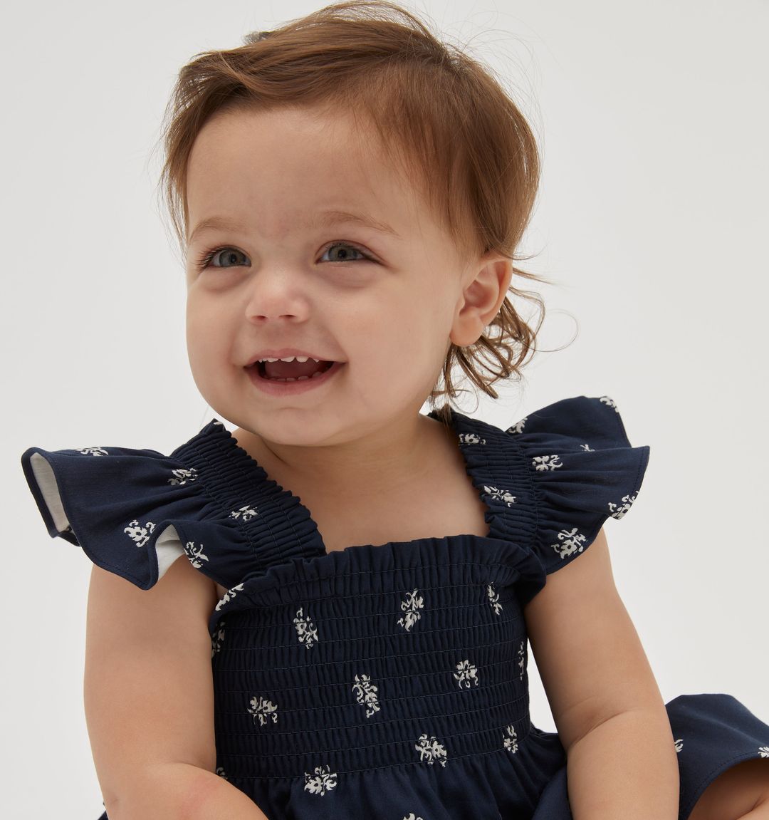 The Baby Ellie Nap Dress - Navy Autumn Paisley #4