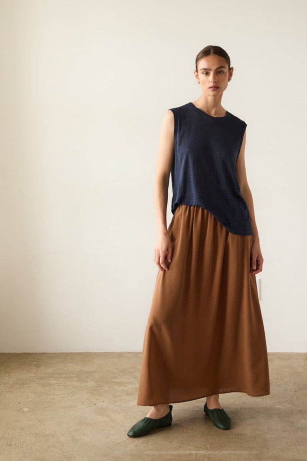 The Midi Swing Skirt in Clay #3