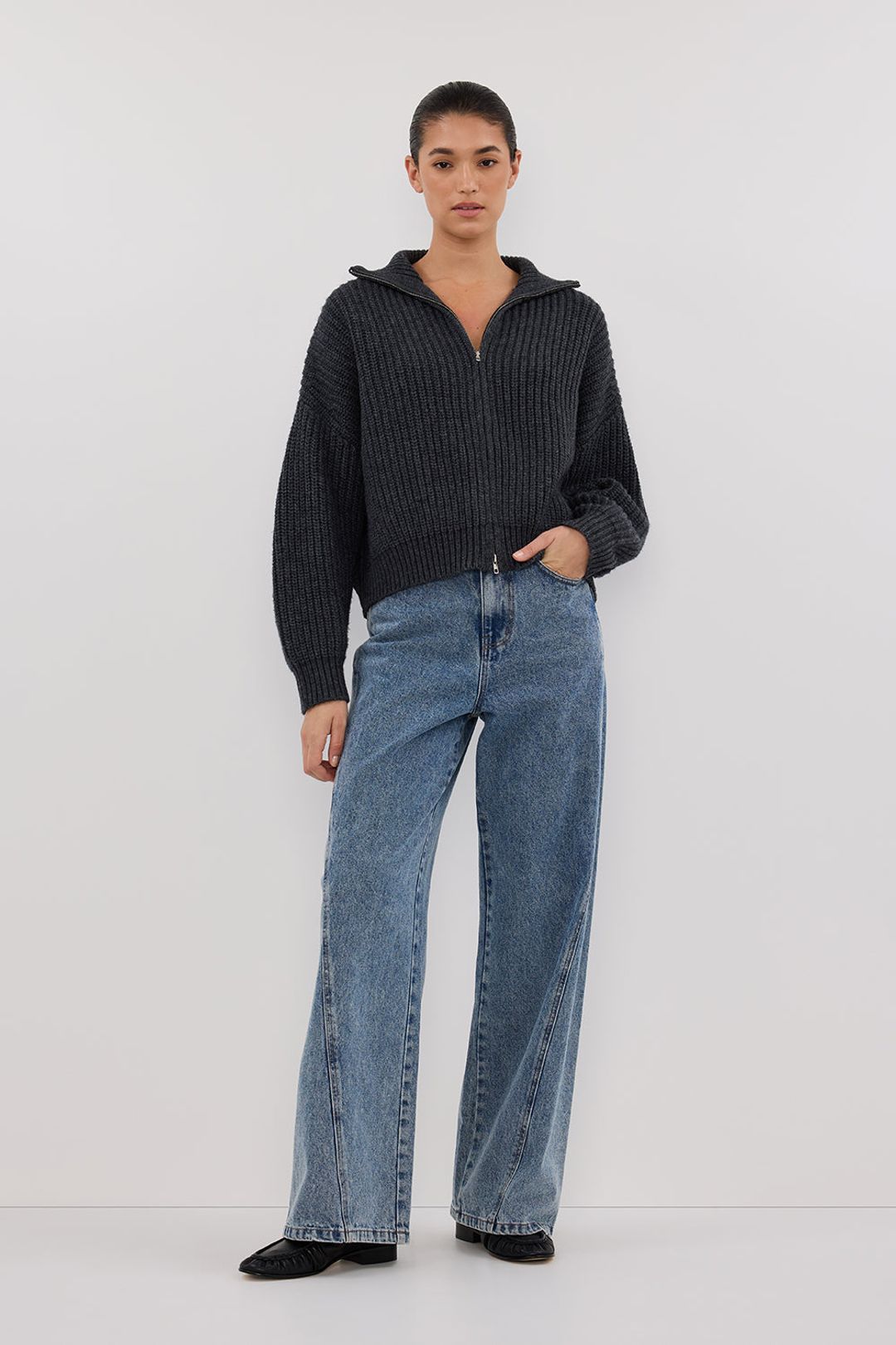 ISSY CHARCOAL WOOL BLEND JUMPER