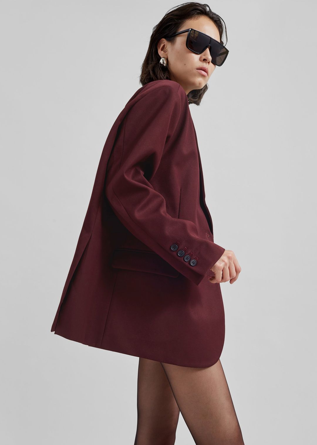 Frankie Oversized Boyfriend Blazer - Burgundy #4