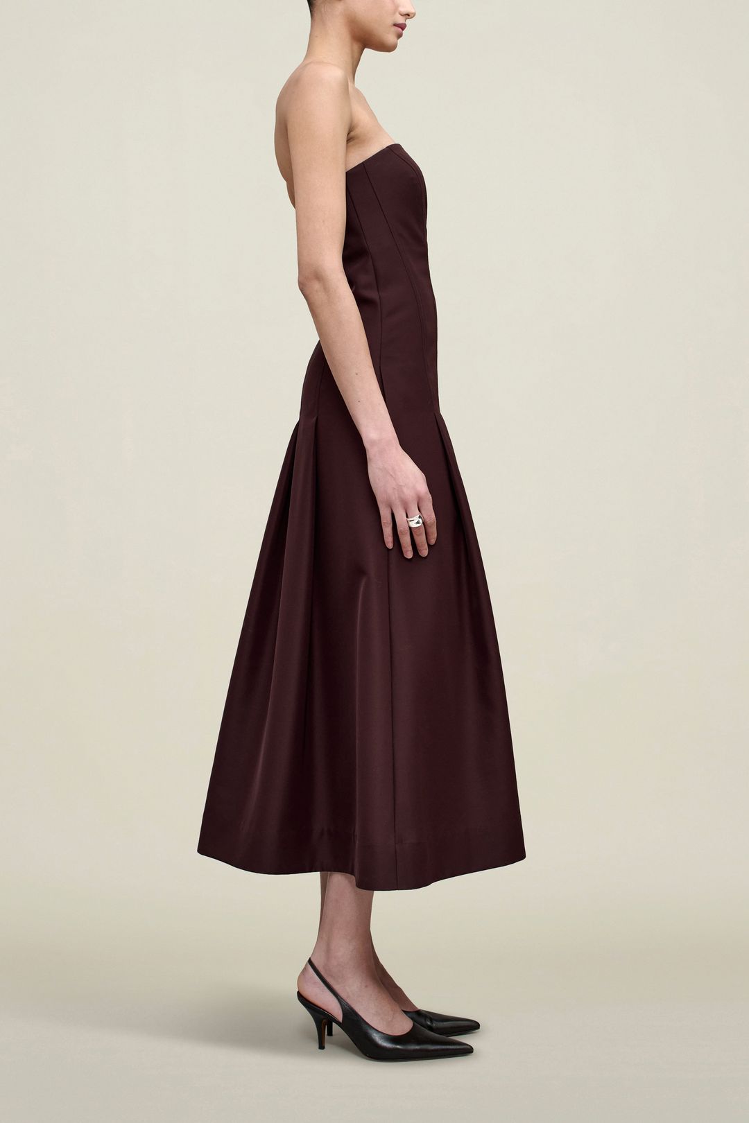 Maeve Pleated Dress in Wool Gazar #5