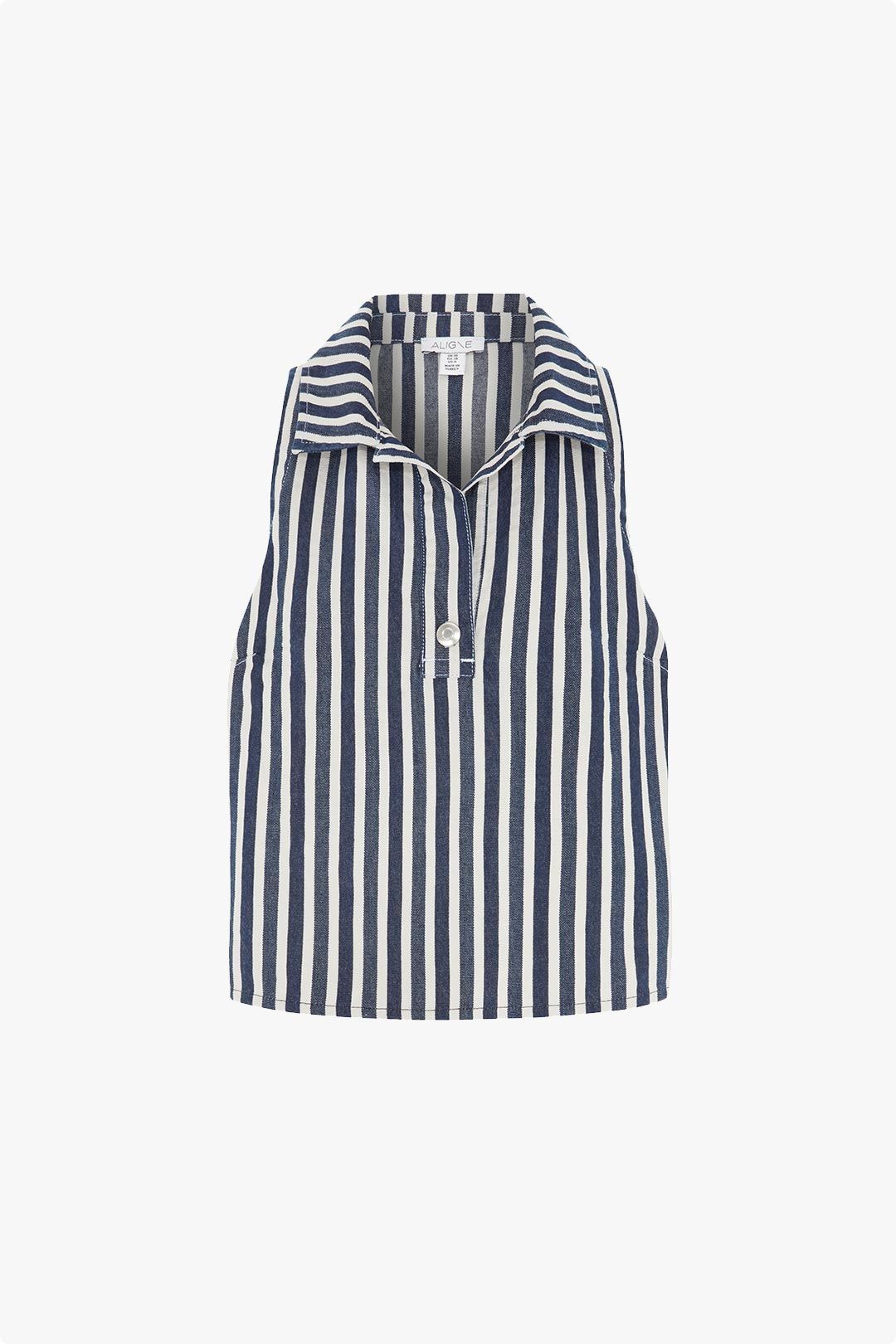 Peg Striped Collared Sleeveless Top #5