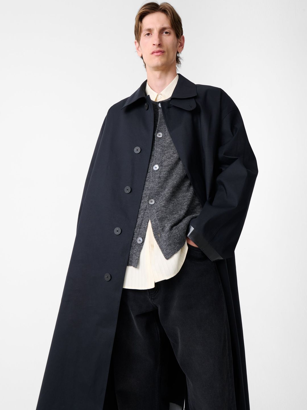 SN x Mackintosh Ettrick Mac Trench Coat in Navy #9