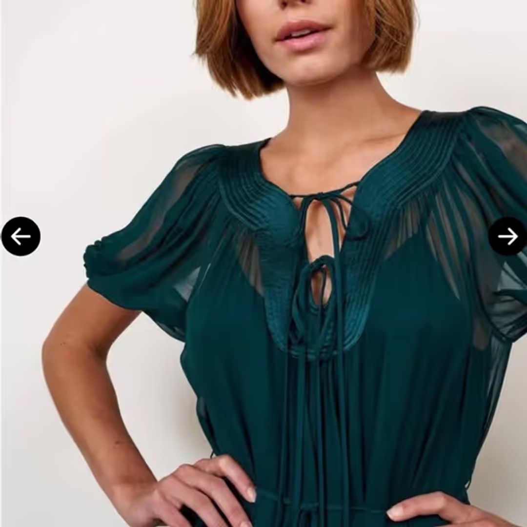 Dark Green Dress with Sheer Overlay #2