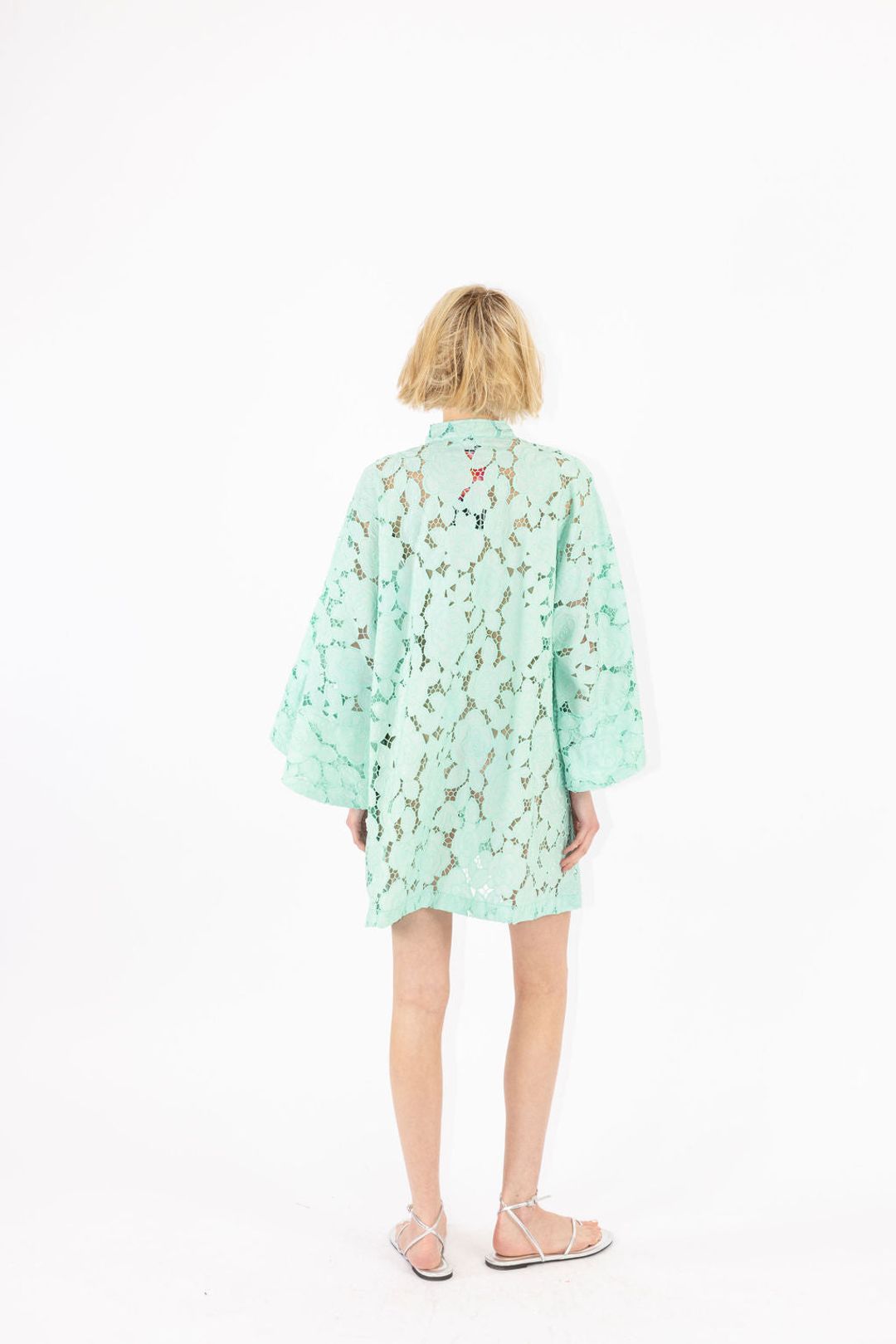 mint rose lace mini caftan