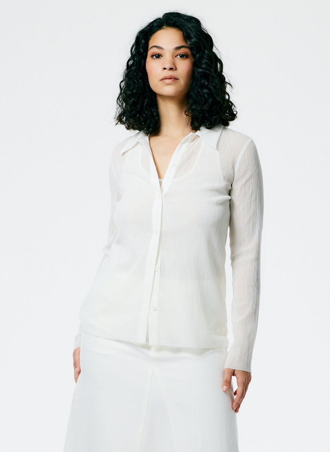 Crepe Gauze Long Sleeve Lean Shirt