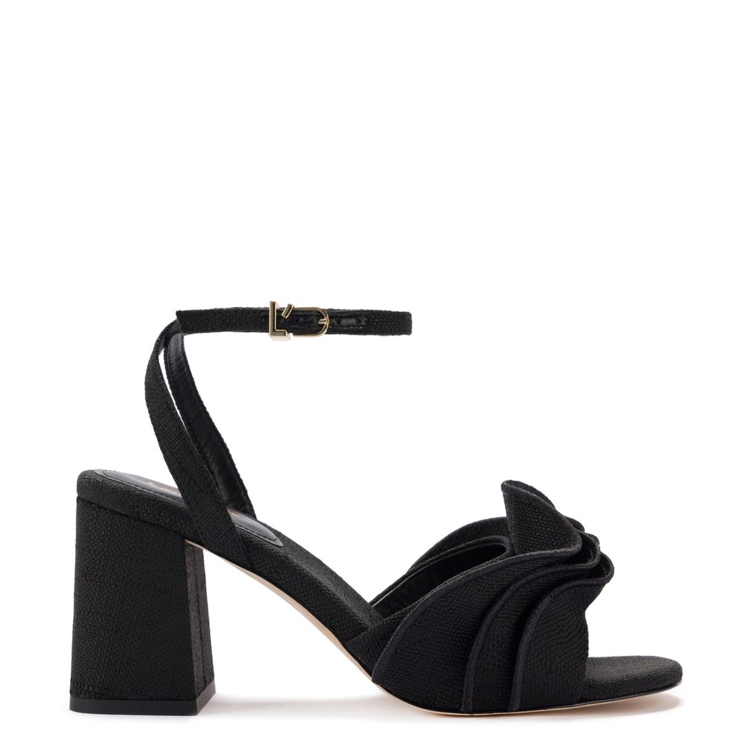 Selena Ruffle Sandal In Black Raffia #5