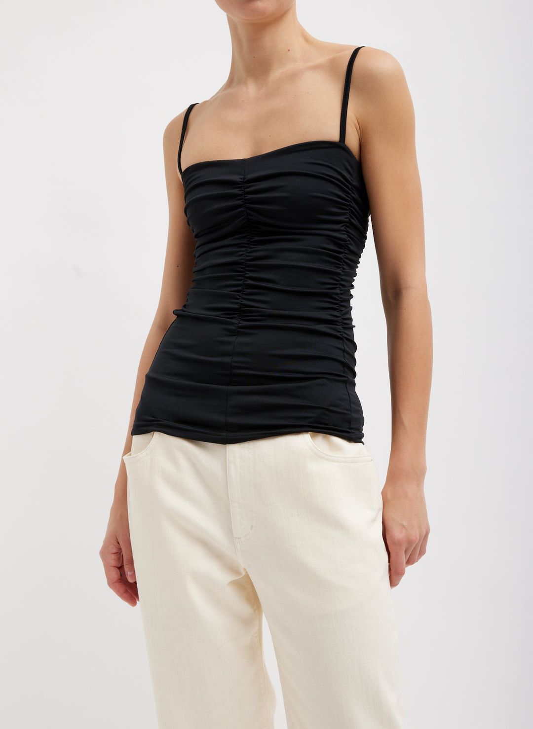 Stretch Light Weight Tech Knit Shirred Cami