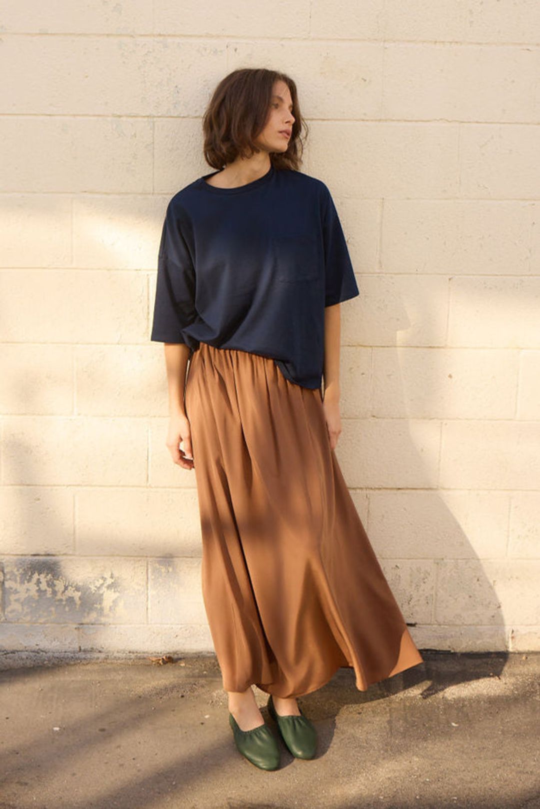 The Midi Swing Skirt in Clay #2