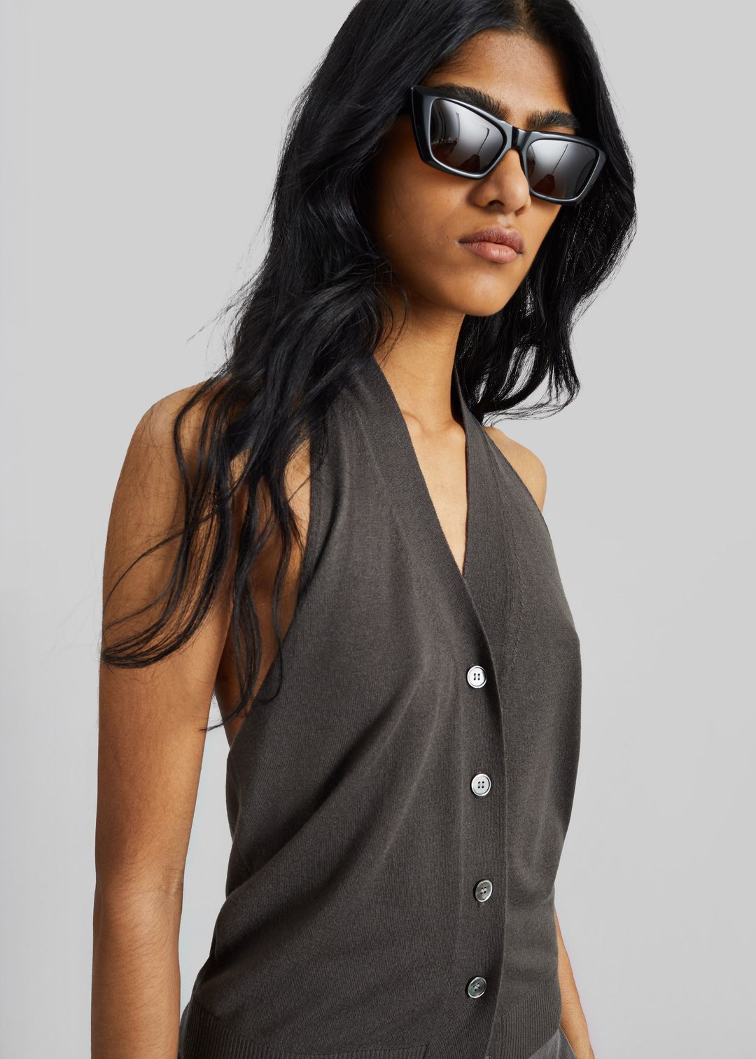 Nimi Knit Halter Top - Charcoal #4
