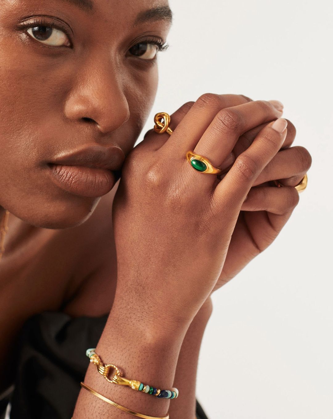 Molten Gemstone Ring | 18ct Gold Vermeil/Malachite #3