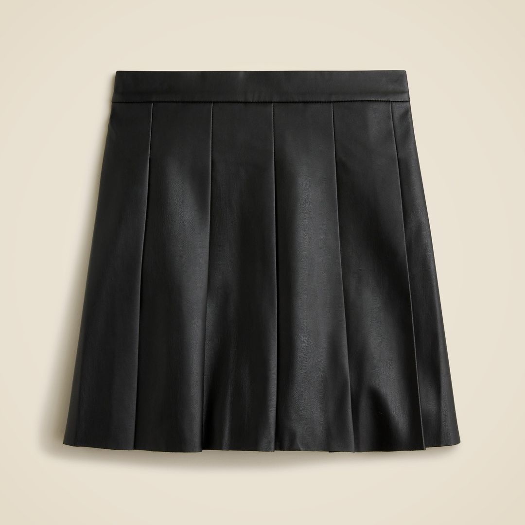 Girls' faux-leather pleated mini skirt
