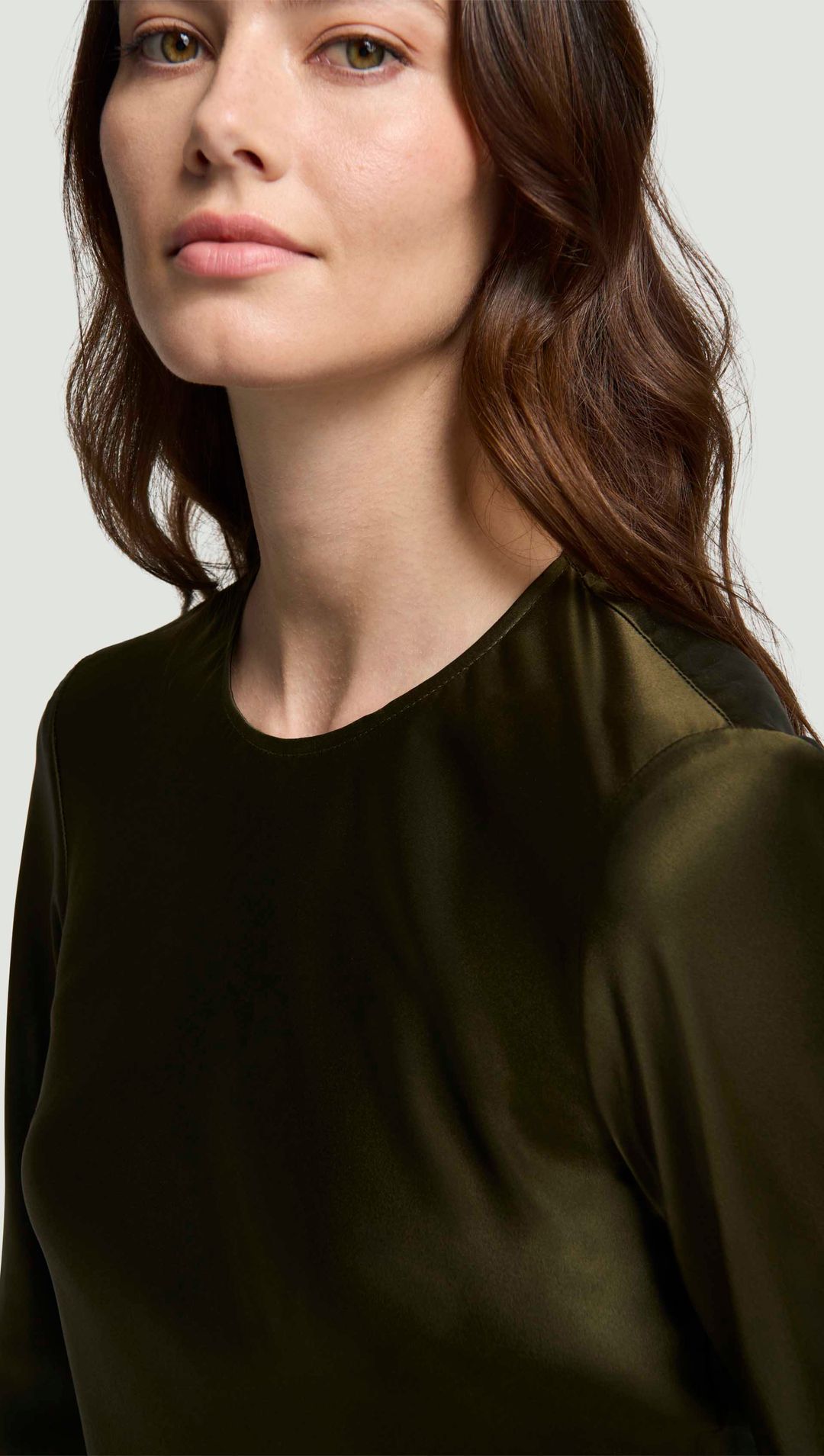 Longsleeve Bias Top in Silk Charmeuse | Basil