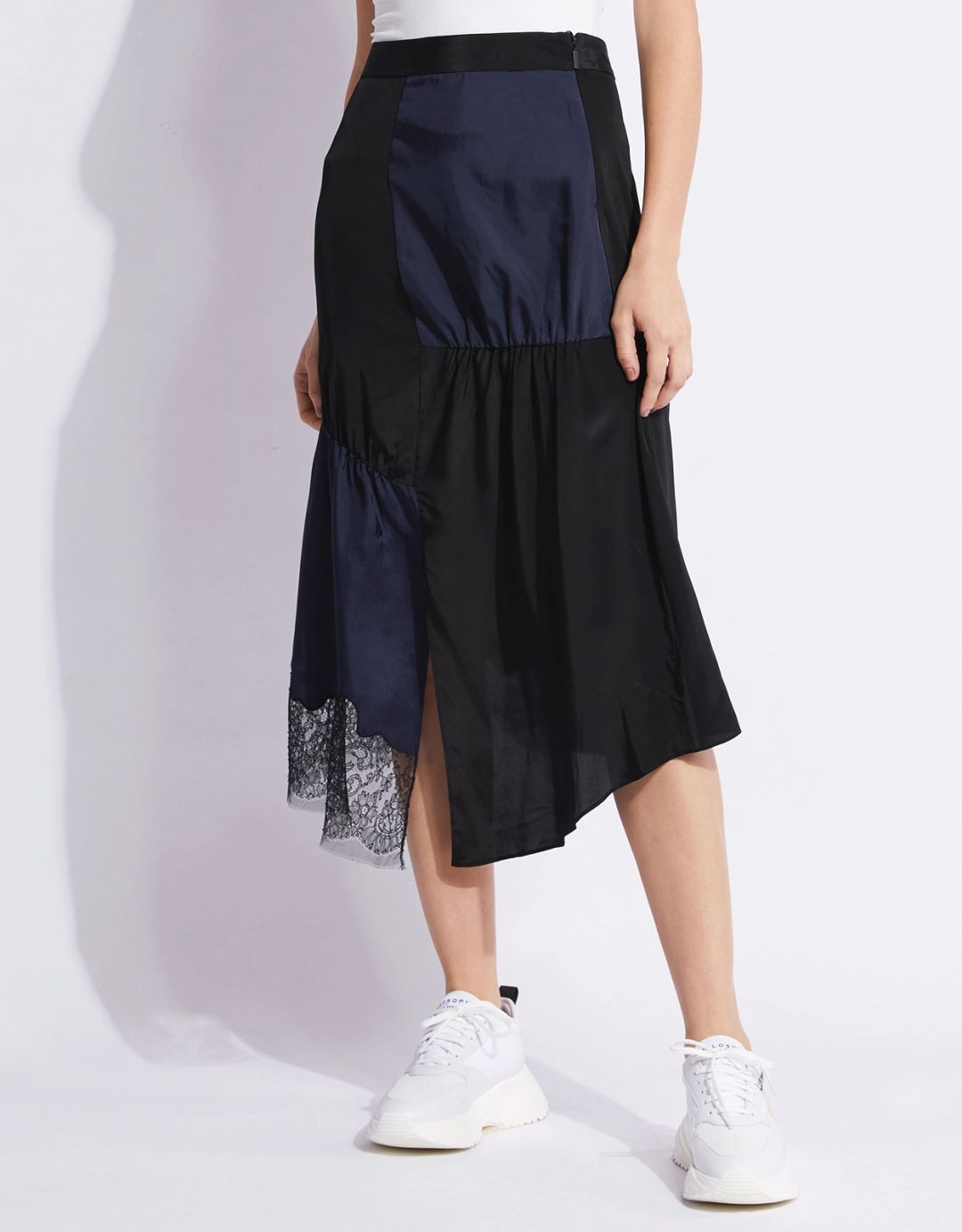 Patchwork Lace Silk Midi Skirt #2
