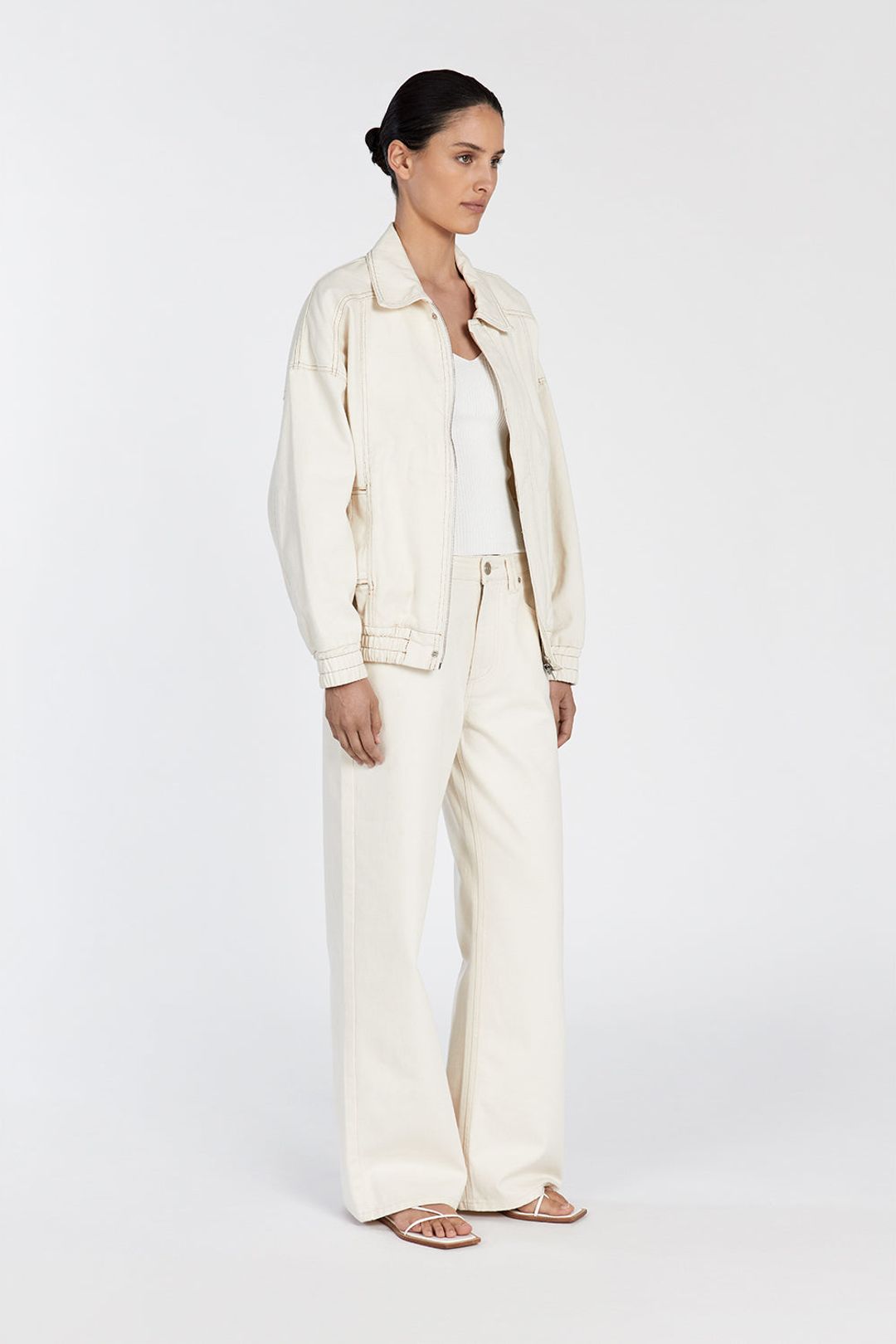 MABEL CREAM DENIM BOMBER JACKET #3