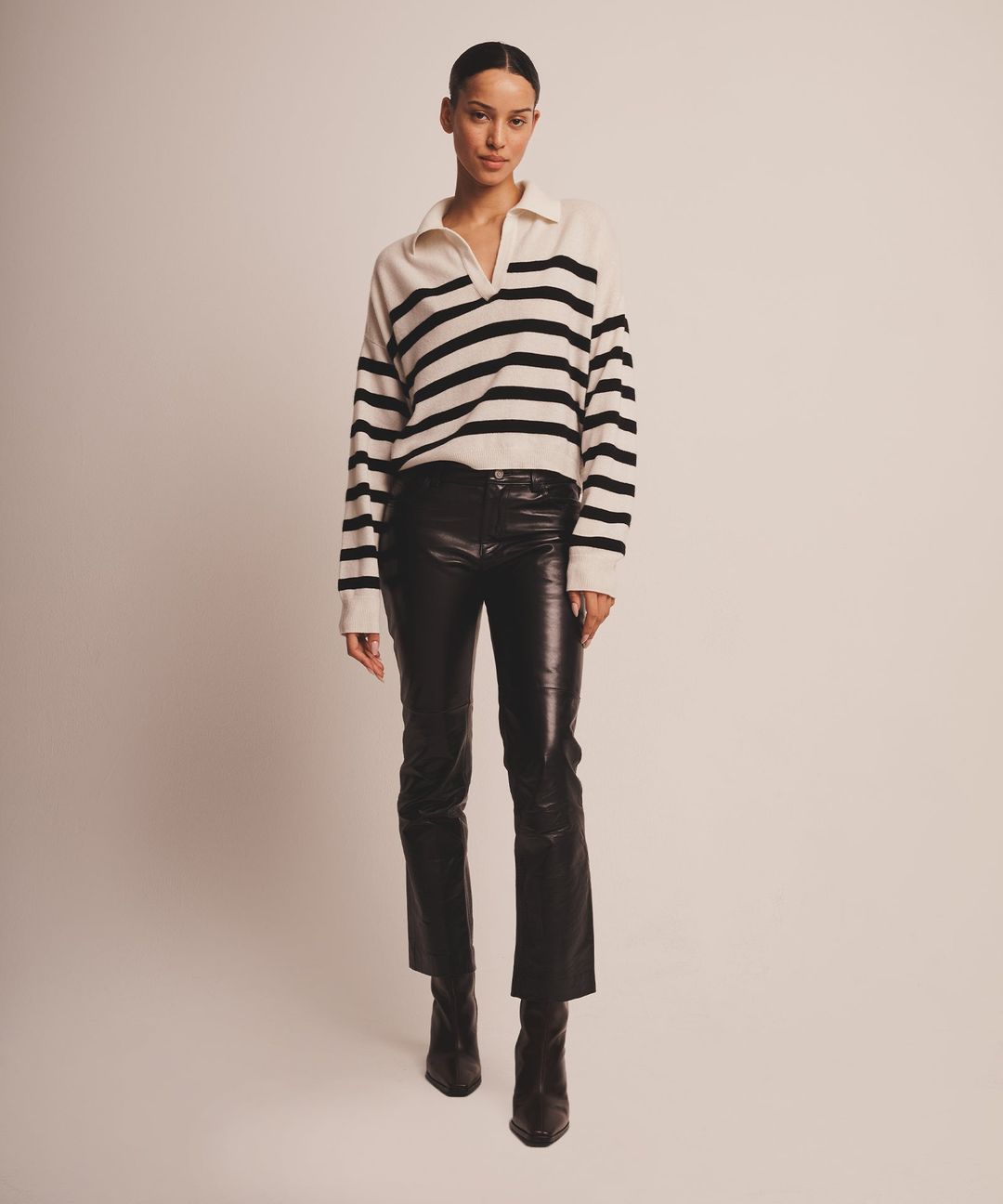 Signature Cashmere Striped Polo Sweater
