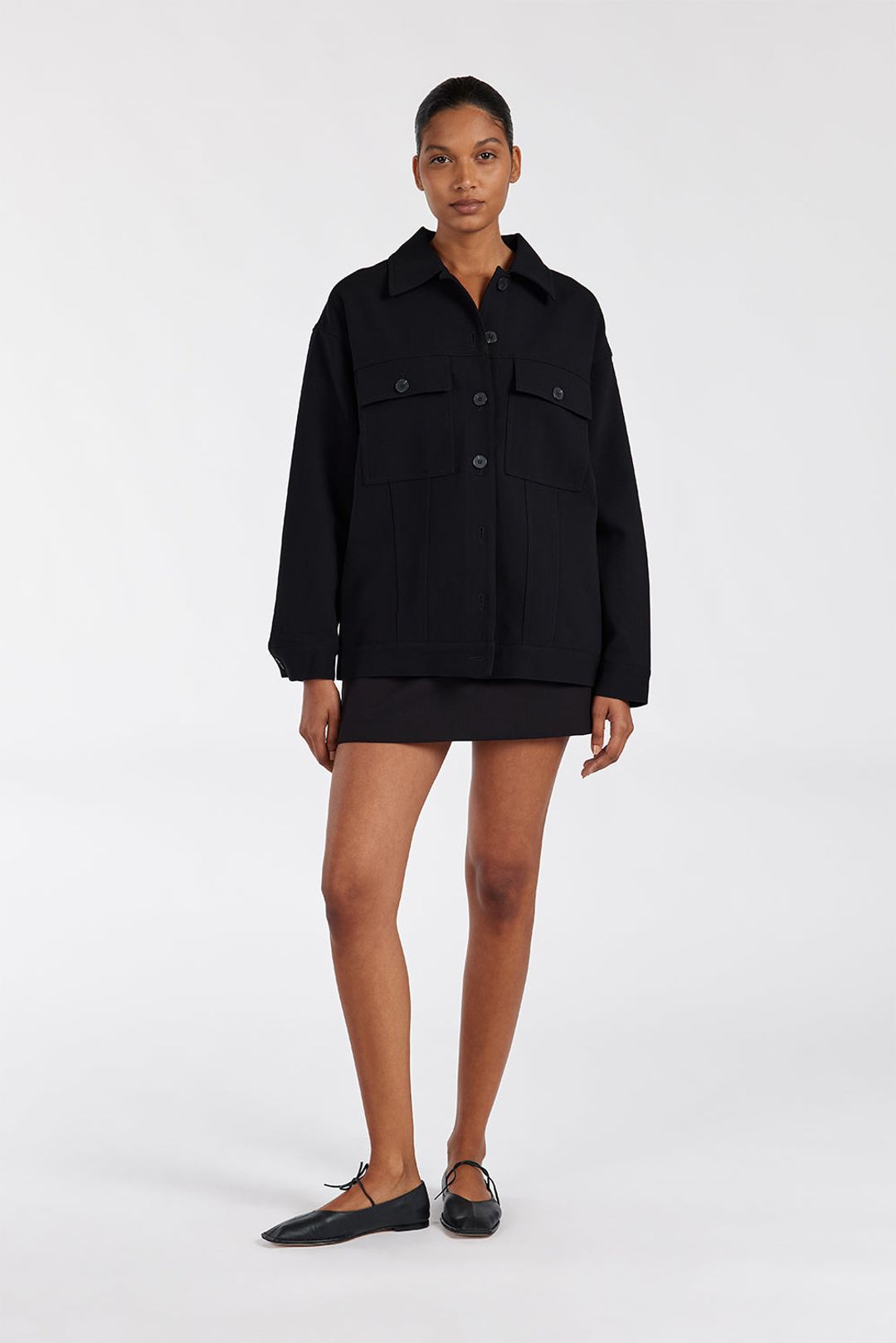 JIL BLACK TAILORED TRUCKER JACKET #8