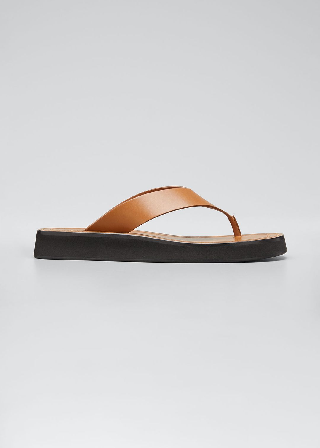 Ginza Flip-flop Smooth Calfskin Sandals In Brown #8