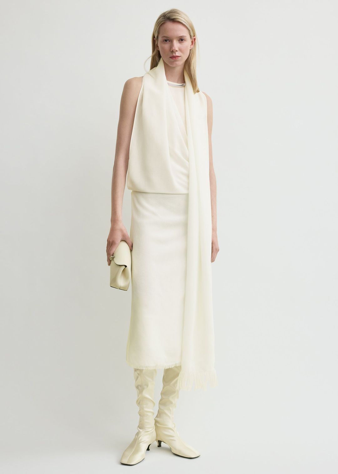 Fringed scarf dress milk #2