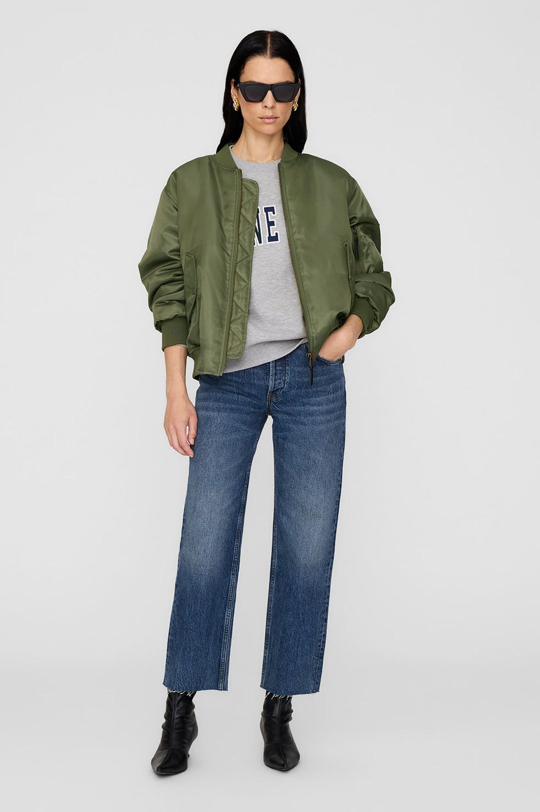 Spencer Sweatshirt ANINE BING - Medium Heather Grey With Navy #5